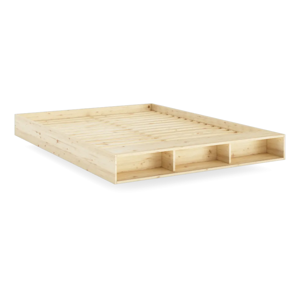 Sommier avec rangement en bois de pin naturel 160x200cm Merge - Karup Design