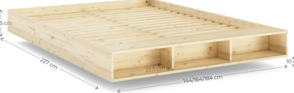 Sommier avec rangement en bois de pin naturel 140x200cm Merge - Karup Design