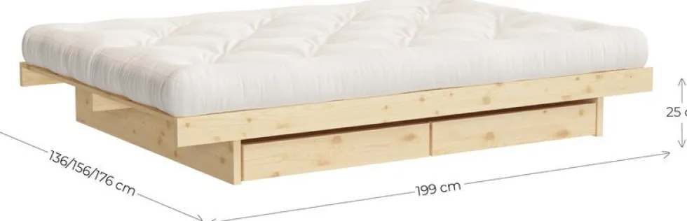 Sommier avec 4 tiroirs en pin naturel 180x200cm Kanso - Karup Design
