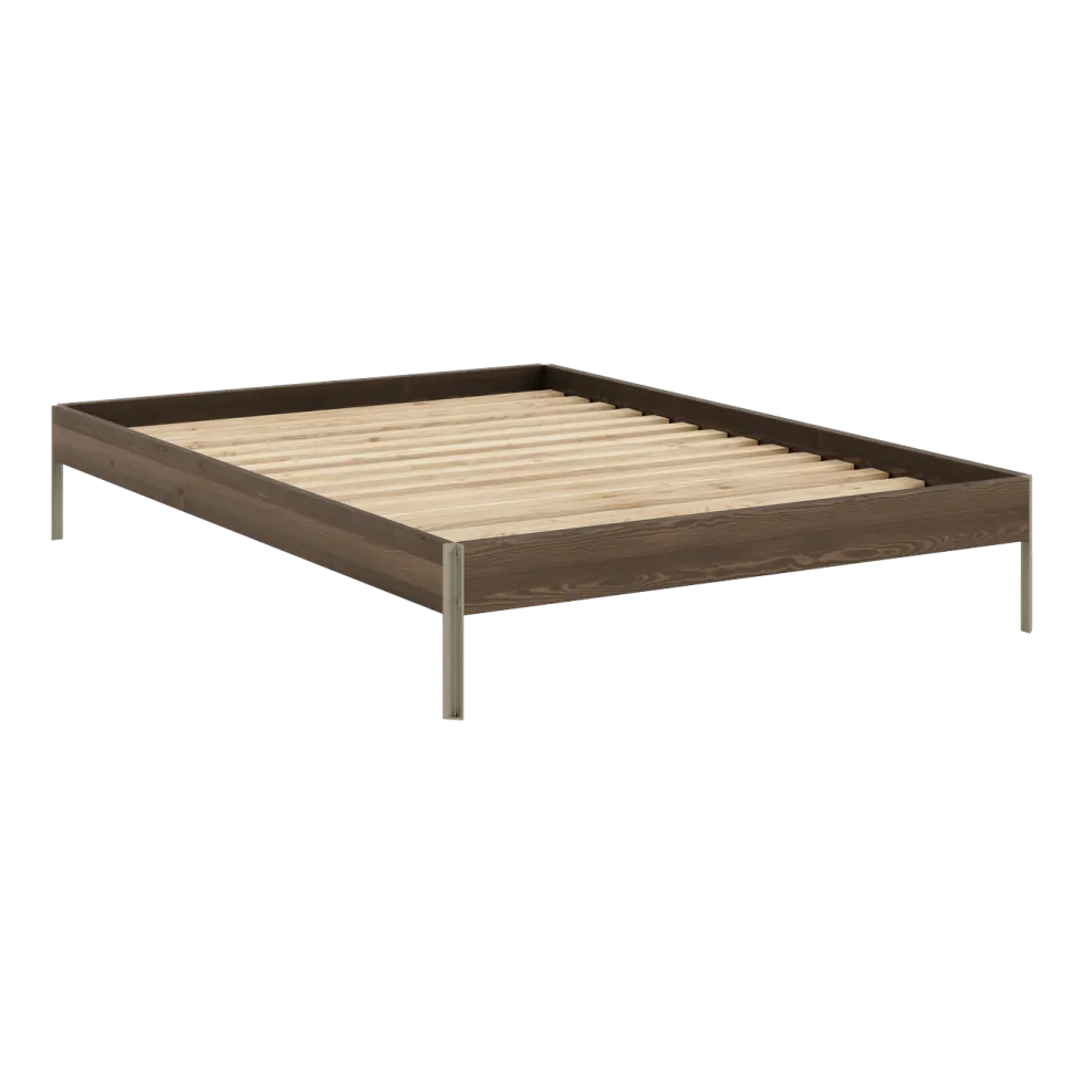 Sommier en acier sage green et pin carob brown 140x200cm Core - Karup Design