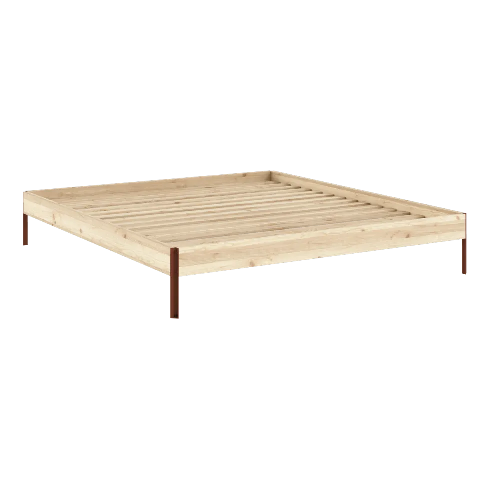 Sommier en acier terra red et pin raw 180x200cm Core - Karup Design