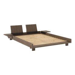 Sommier en bois carob brown avec 2 dossiers et tables d'appoints 140x200cm Social bed - Karup Design