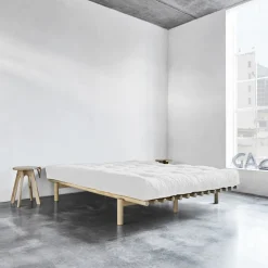 Sommier en bois clair et matelas Comfort naturel 180x200 Pace - Karup Design