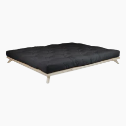 Sommier en bois clair et matelas noir 140x200cm Senza Double latex - Karup Design
