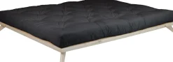 Sommier en bois clair et matelas noir 140x200cm Senza Double latex - Karup Design