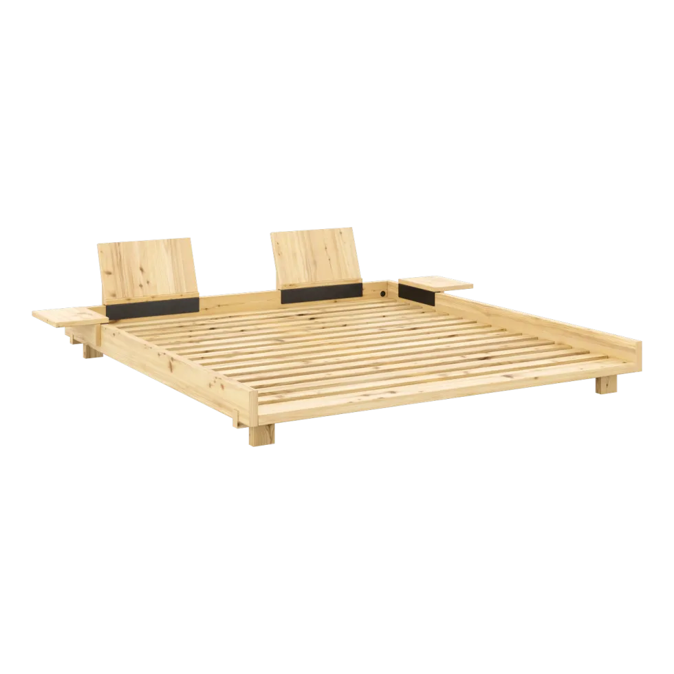 Sommier en bois laqué 180x200cm avec deux dossiers et tables d'appoints Social bed - Karup Design