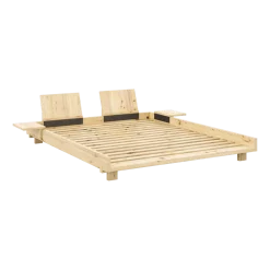 Sommier en bois laqué 160x200cm avec deux dossiers et tables d'appoints Social bed- Karup Design