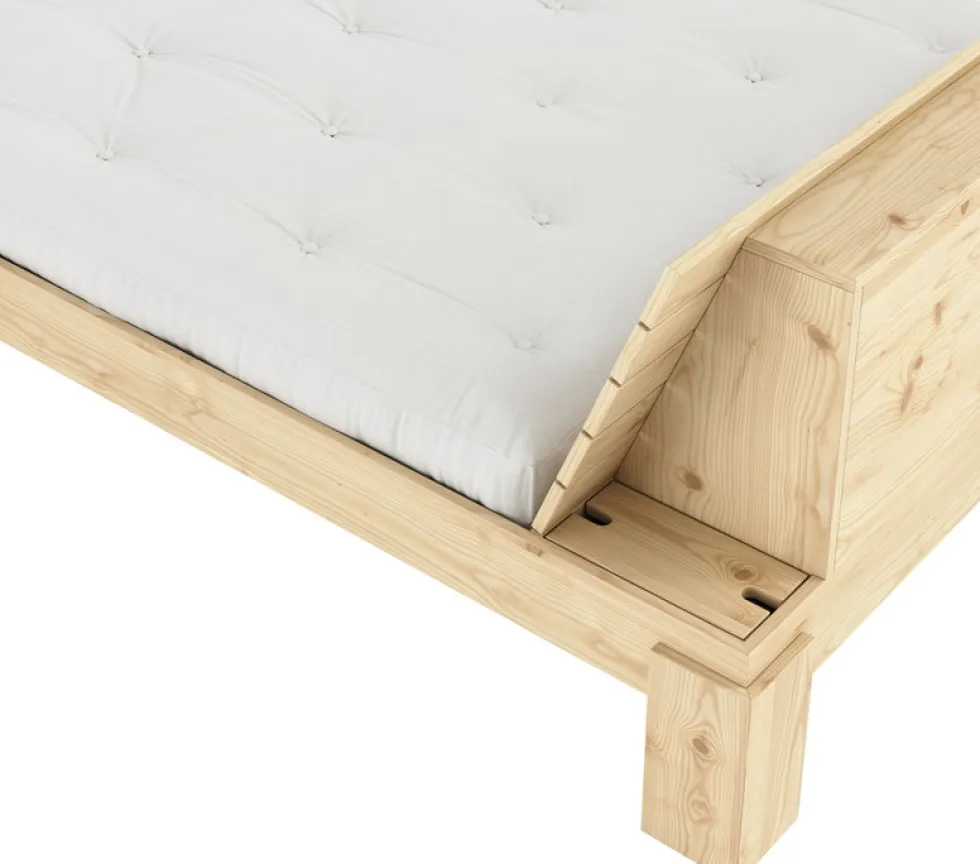 Sommier et tête de lit avec rangement en pin naturel 180x200cm Layers - Karup Design