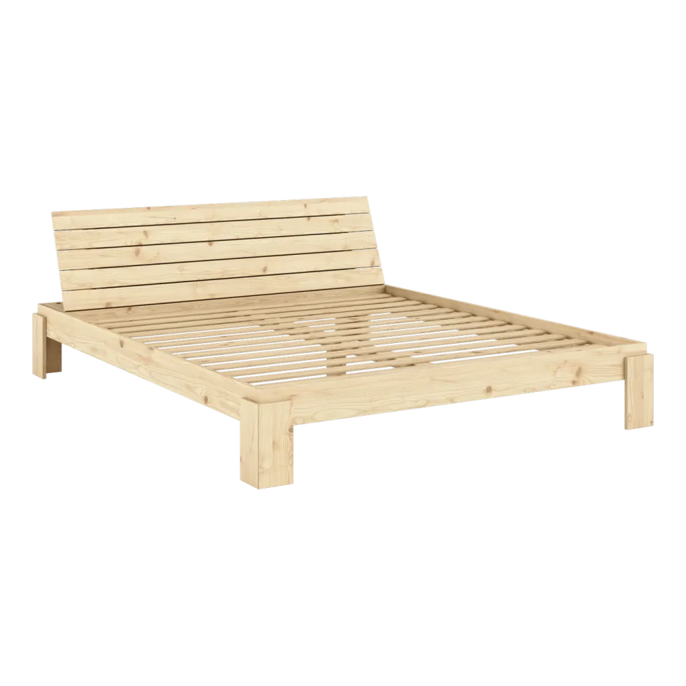 Sommier et tête de lit avec rangement en pin naturel 180x200cm Layers - Karup Design