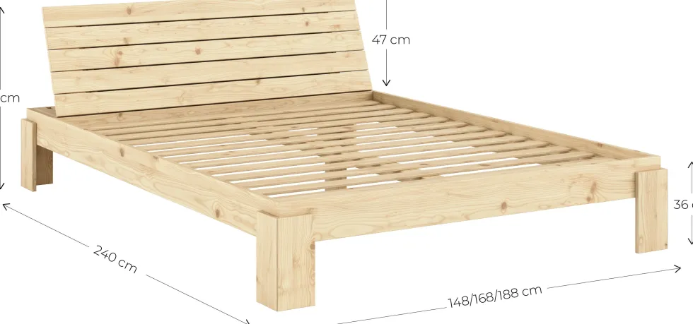 Sommier et tête de lit avec rangement en pin naturel 180x200cm Layers - Karup Design