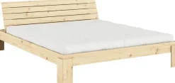 Sommier et tête de lit avec rangement en pin naturel 180x200cm Layers - Karup Design