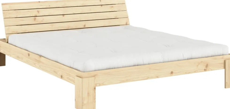 Sommier et tête de lit avec rangement en pin naturel 180x200cm Layers - Karup Design