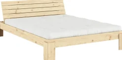 Sommier et tête de lit avec rangement en pin naturel 160x200cm Layers - Karup Design