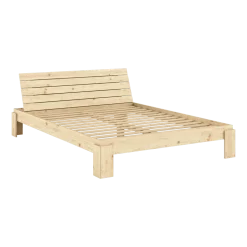 Sommier et tête de lit avec rangement en pin naturel 160x200cm Layers - Karup Design