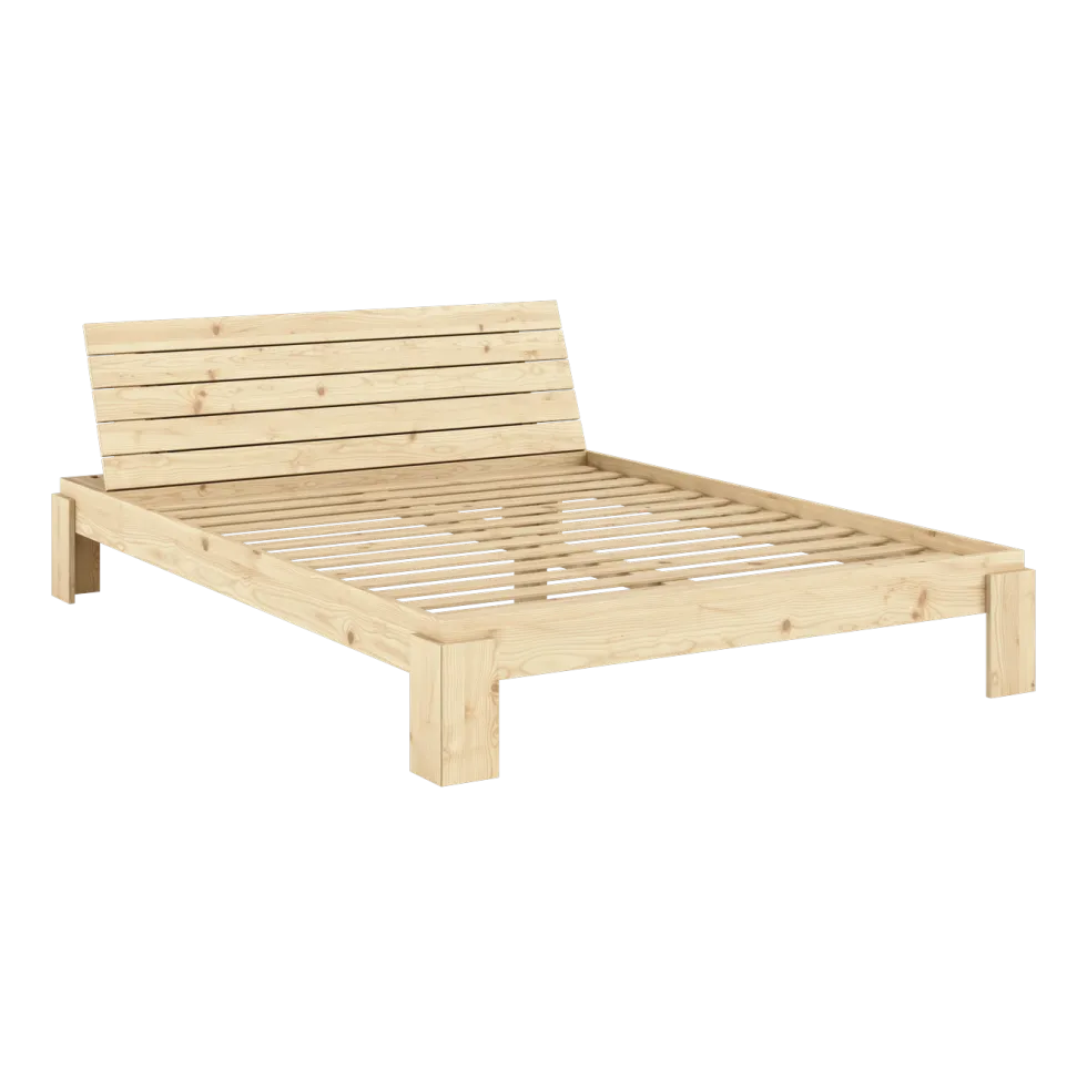 Sommier et tête de lit avec rangement en pin naturel 160x200cm Layers - Karup Design