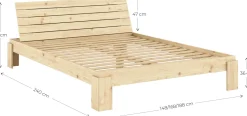 Sommier et tête de lit avec rangement en pin naturel 160x200cm Layers - Karup Design
