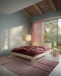 Sommier et tête de lit avec rangement en pin naturel 160x200cm Layers - Karup Design