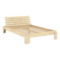 Sommier et tête de lit avec rangement en pin naturel 140x200cm Layers - Karup Design