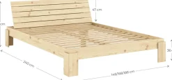 Sommier et tête de lit avec rangement en pin naturel 140x200cm Layers - Karup Design