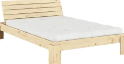 Sommier et tête de lit avec rangement en pin naturel 140x200cm Layers - Karup Design