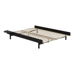 Sommier extensible en acier noir avec lattes 140cm et table de chevet - Moebe