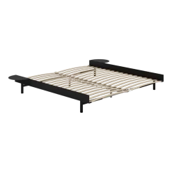 Sommier extensible en acier noir avec lattes 180cm et tables de chevet - Moebe
