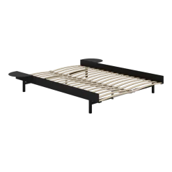 Sommier extensible en acier noir avec lattes 140cm et tables de chevet - Moebe