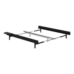 Sommier extensible en acier noir sans lattes 90-180cm et table de chevet - Moebe