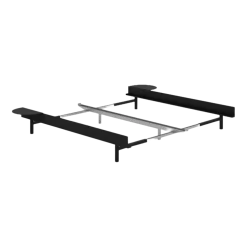Sommier extensible en acier noir sans lattes 90-180cm et tables de chevet - Moebe