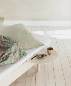 Sommier extensible en acier rose avec lattes 180cm et table de chevet - Moebe