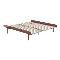 Sommier extensible en acier rose avec lattes 180cm et table de chevet - Moebe