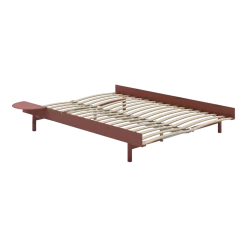 Sommier extensible en acier rose avec lattes 140cm et table de chevet - Moebe