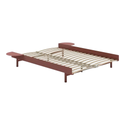 Sommier extensible en acier rose avec lattes 140cm et tables de chevet - Moebe