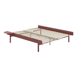 Sommier extensible en acier rose avec lattes 160cm et une table de chevet - Moebe