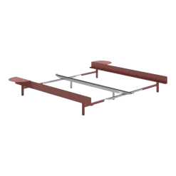 Sommier extensible en acier rose sans lattes 90-180cm et tables de chevet - Moebe