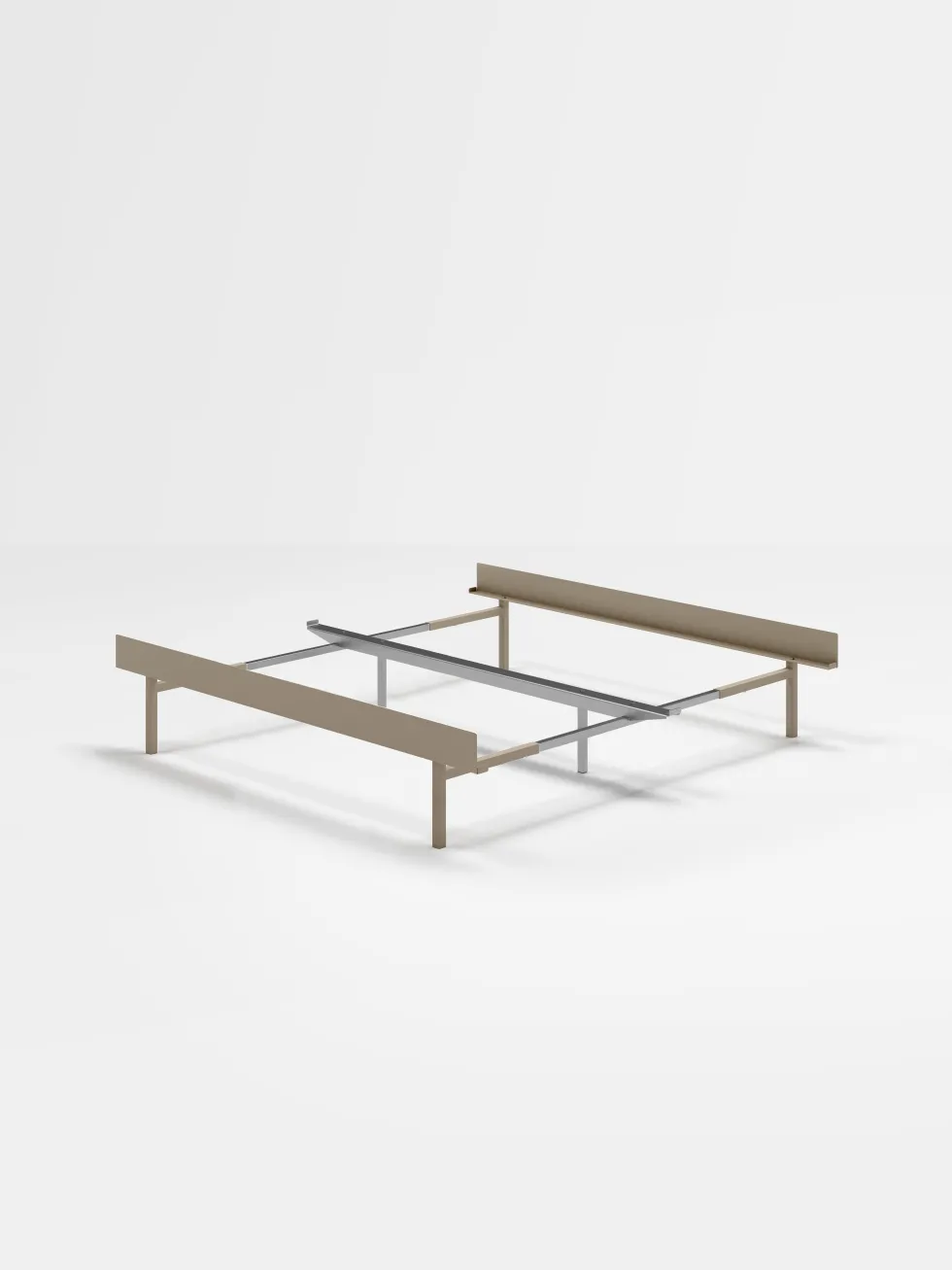 Sommier extensible en acier sable avec lattes 180cm et table de chevet - Moebe