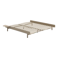 Sommier extensible en acier sable avec lattes 180cm et table de chevet - Moebe