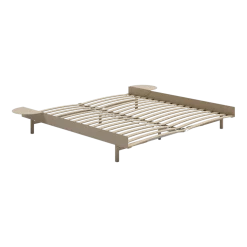 Sommier extensible en acier sable avec lattes 180cm et tables de chevet - Moebe
