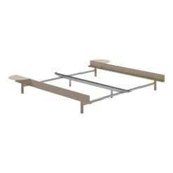 Sommier extensible en acier sable sans lattes 90-180cm et tables de chevet - Moebe