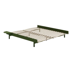 Sommier extensible en acier vert sapin avec lattes 180cm et table de chevet - Moebe