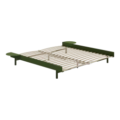 Sommier extensible en acier vert sapin avec lattes 180cm et tables de chevet - Moebe