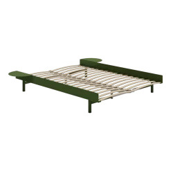 Sommier extensible en acier vert sapin avec lattes 140cm et tables de chevet - Moebe