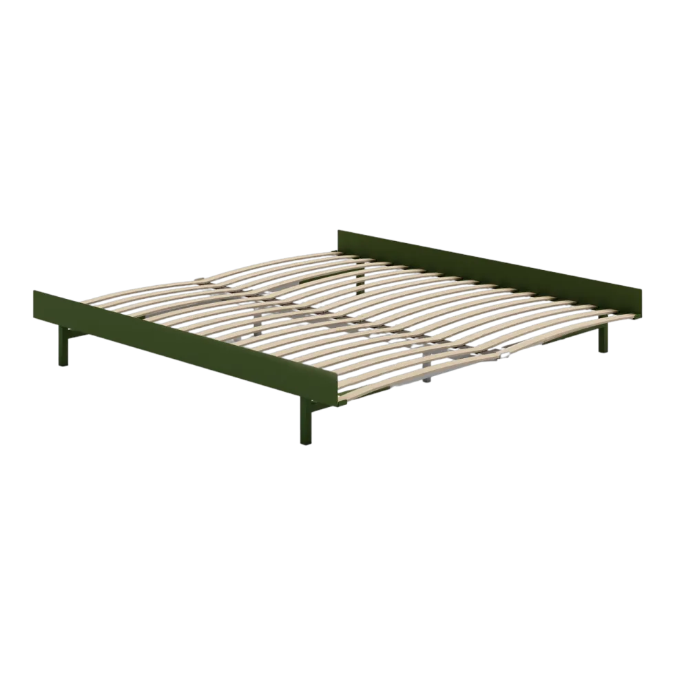 Sommier extensible en acier vert sapin avec lattes 180cm - Moebe