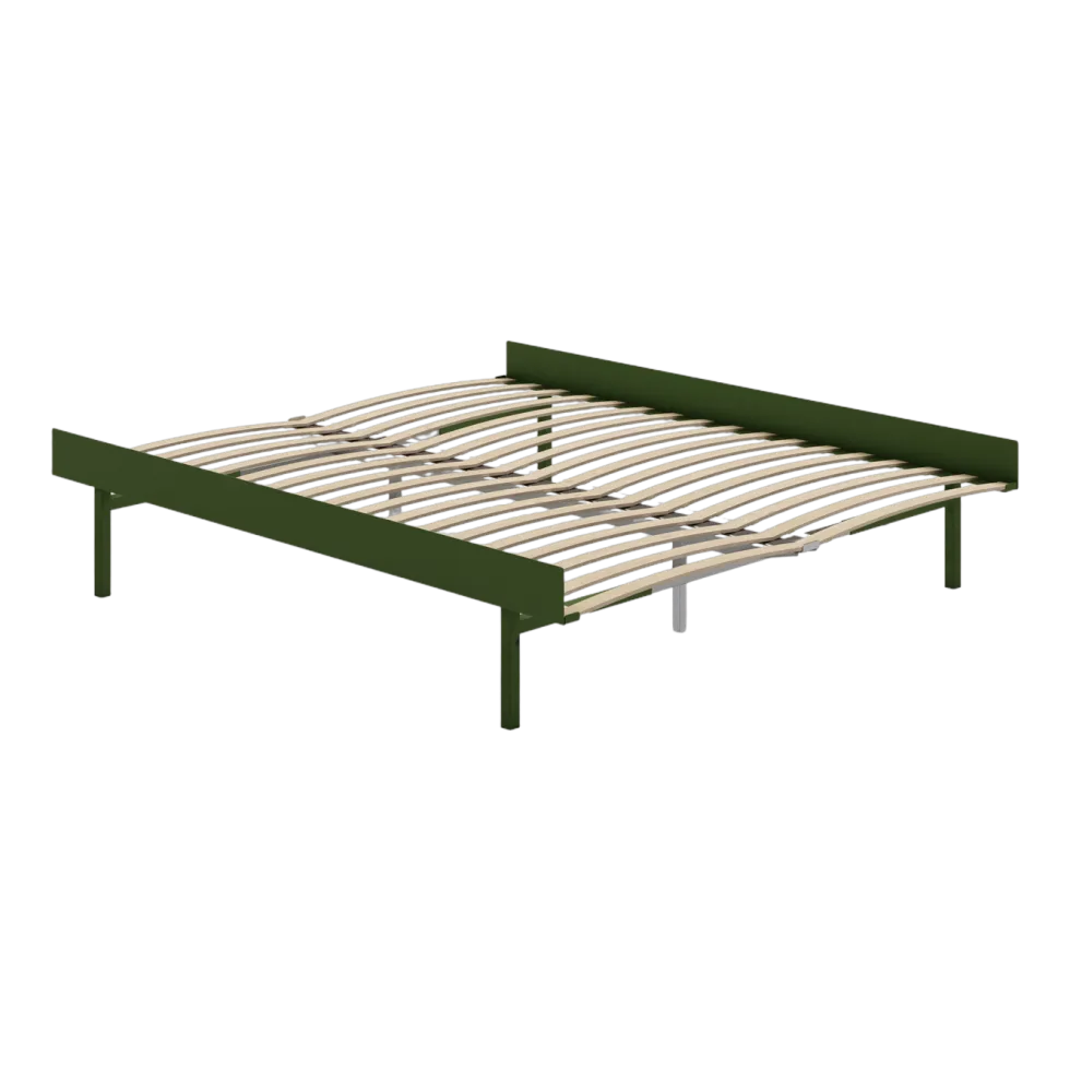 Sommier extensible en acier vert sapin avec lattes 160cm - Moebe