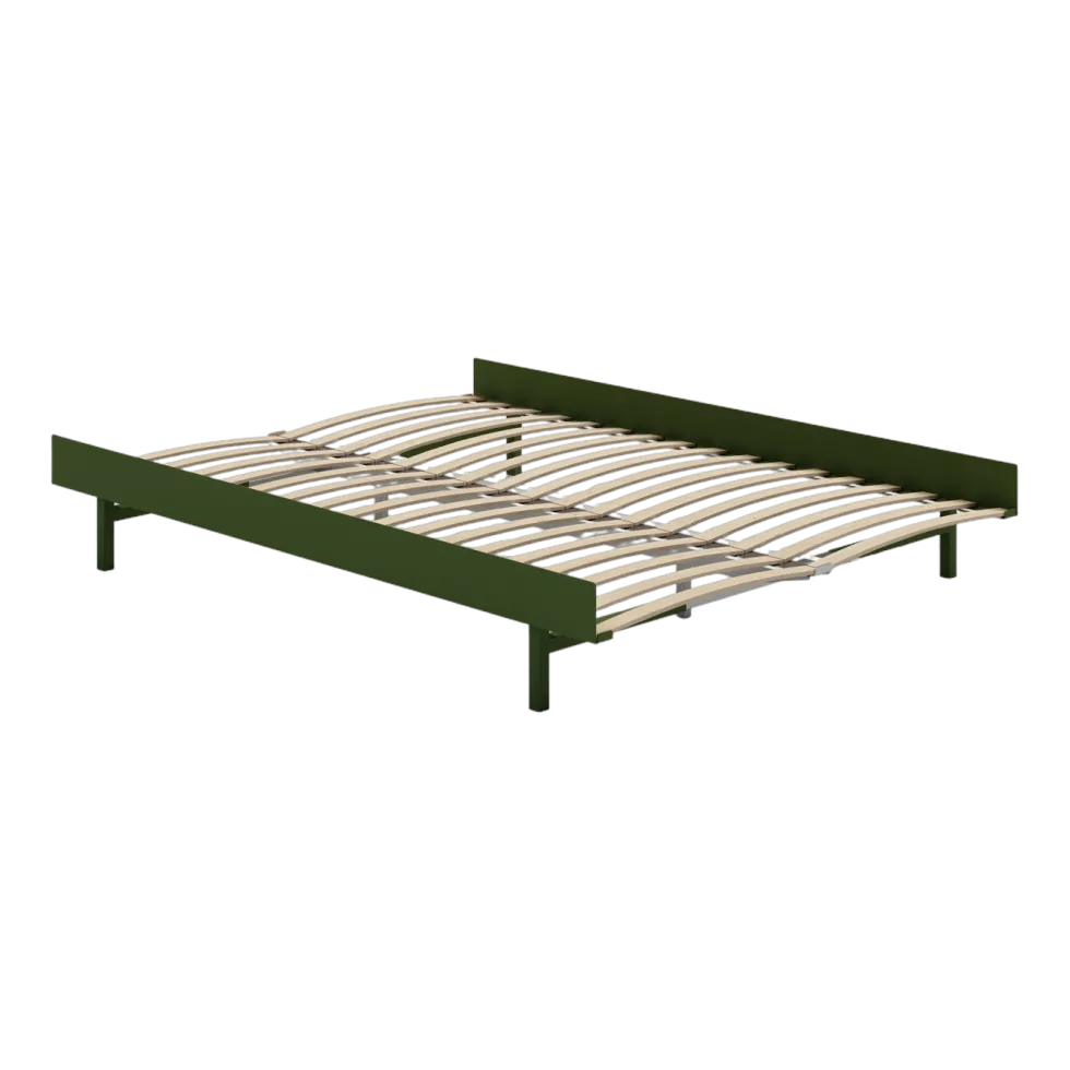 Sommier extensible en acier vert sapin avec lattes 140cm - Moebe