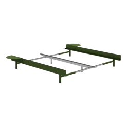 Sommier extensible en acier vert sapin sans lattes 90-180cm et tables de chevet - Moebe