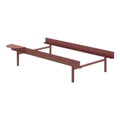 Sommier sans lattes en acier rose avec table de chevet 90cm - Moebe