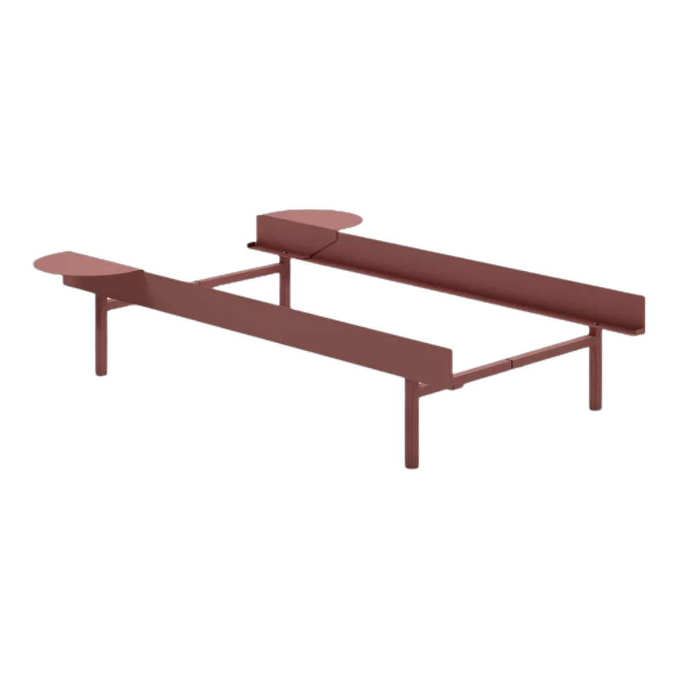 Sommier sans lattes en acier rose avec tables de chevet 90cm - Moebe