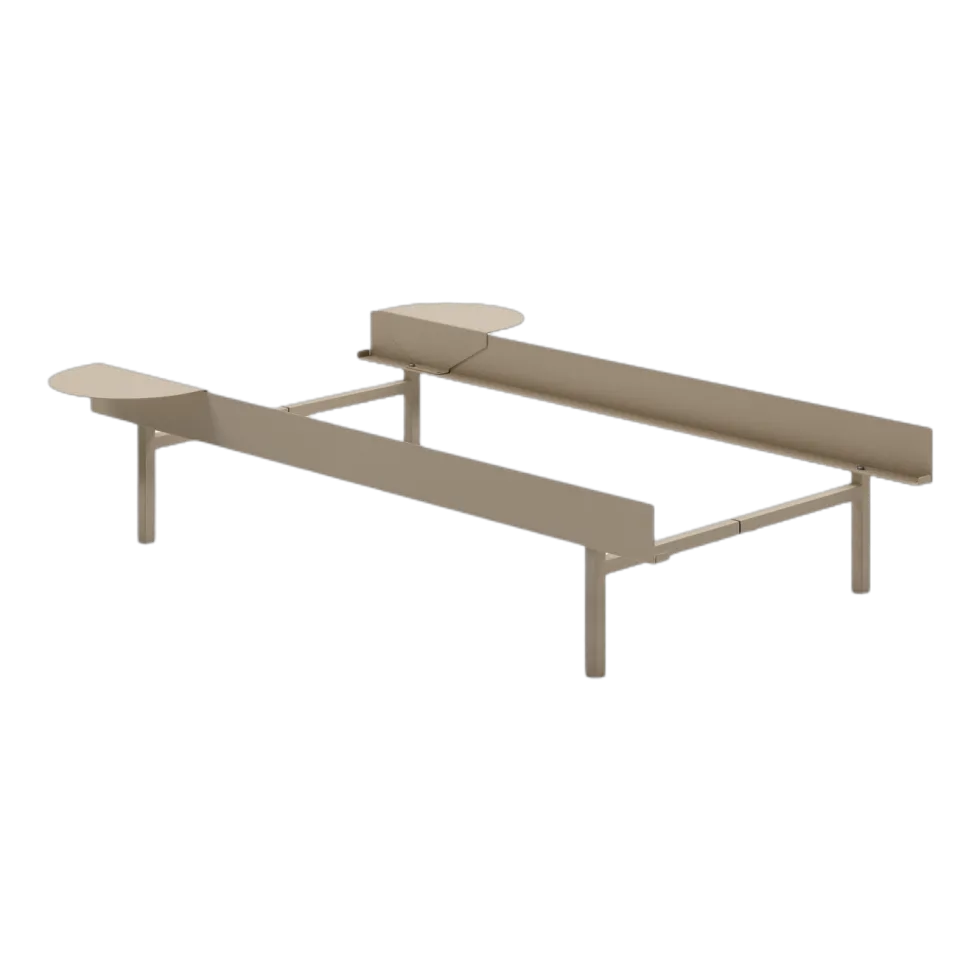 Sommier sans lattes en acier sable avec tables de chevet 90cm - Moebe