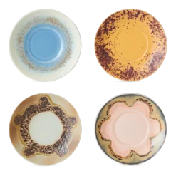 4 soucoupes en grès multicolore 11,5cm Océan - HKLIVING